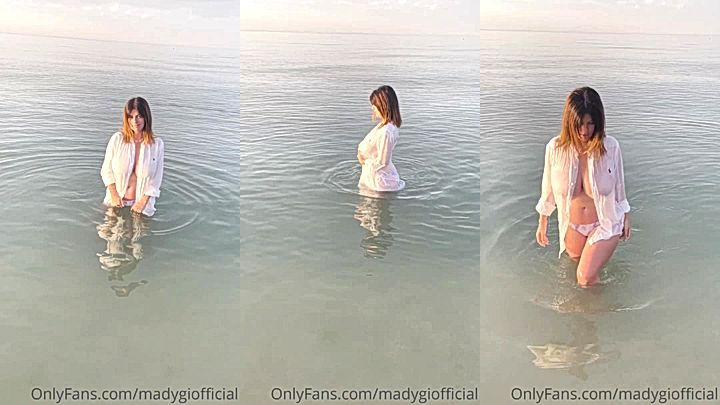hot italian model Mady Gio swims in the ocean views,big tits