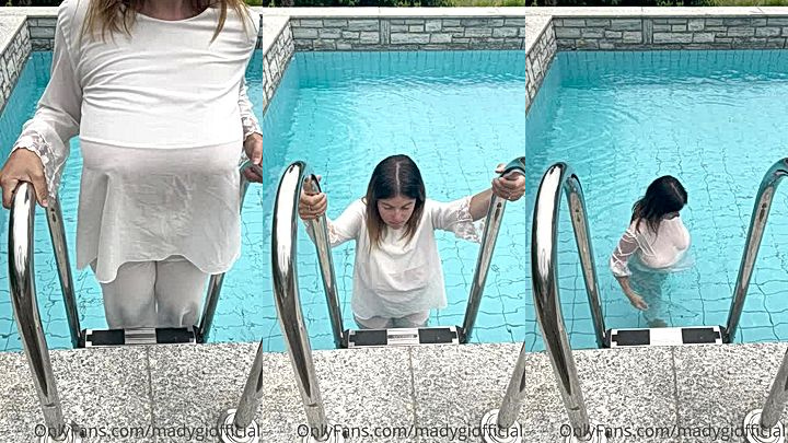 italian Mady Gio get her wet self wet onlyfans model in the pool