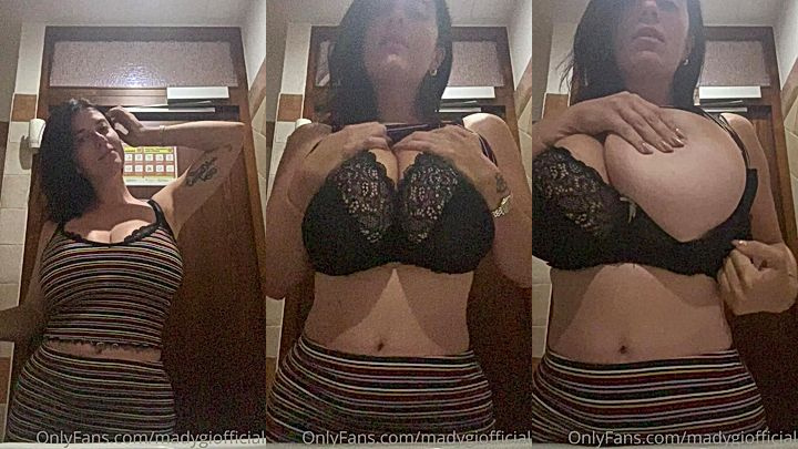 hot sexy model Mady Gio  rubing her huge tits in lingerie