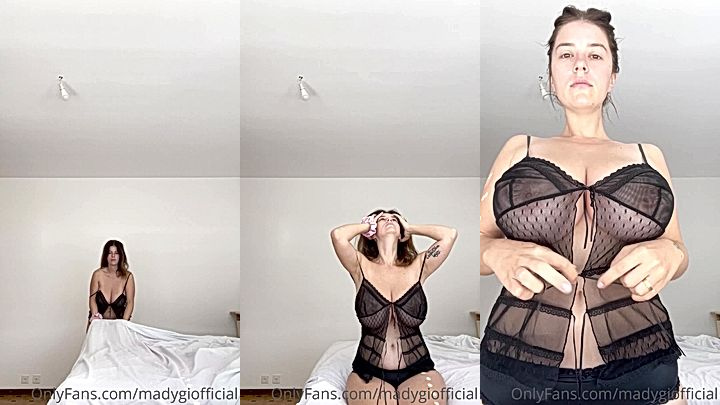 hot pretty Mady Gio arrange the bed,in lingerie
