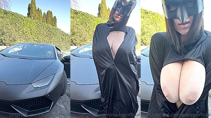 naked Mady Gio rubs her huge tits outdoor