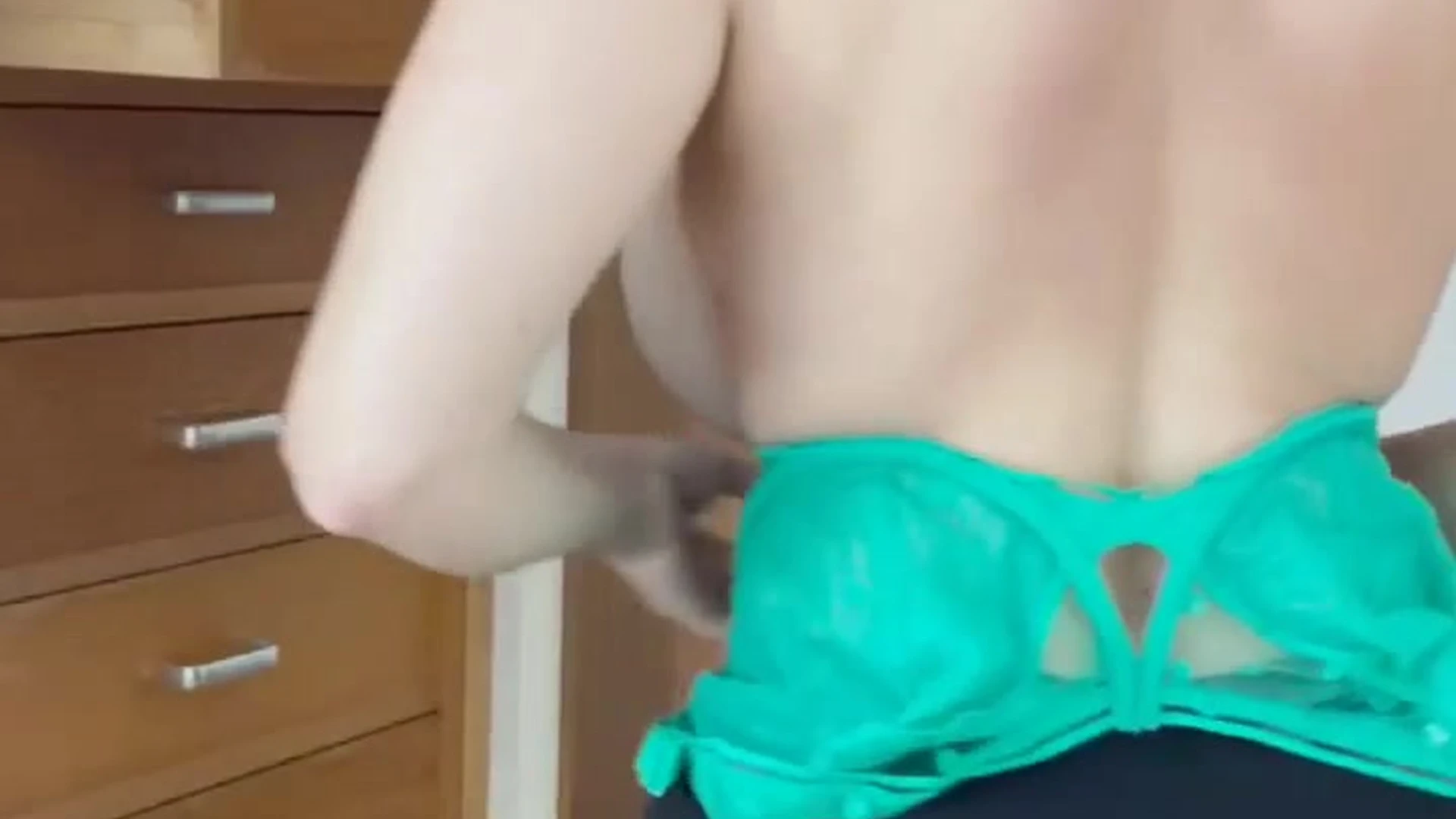 Mady Gio tries on different bra’s looking for the perfect one